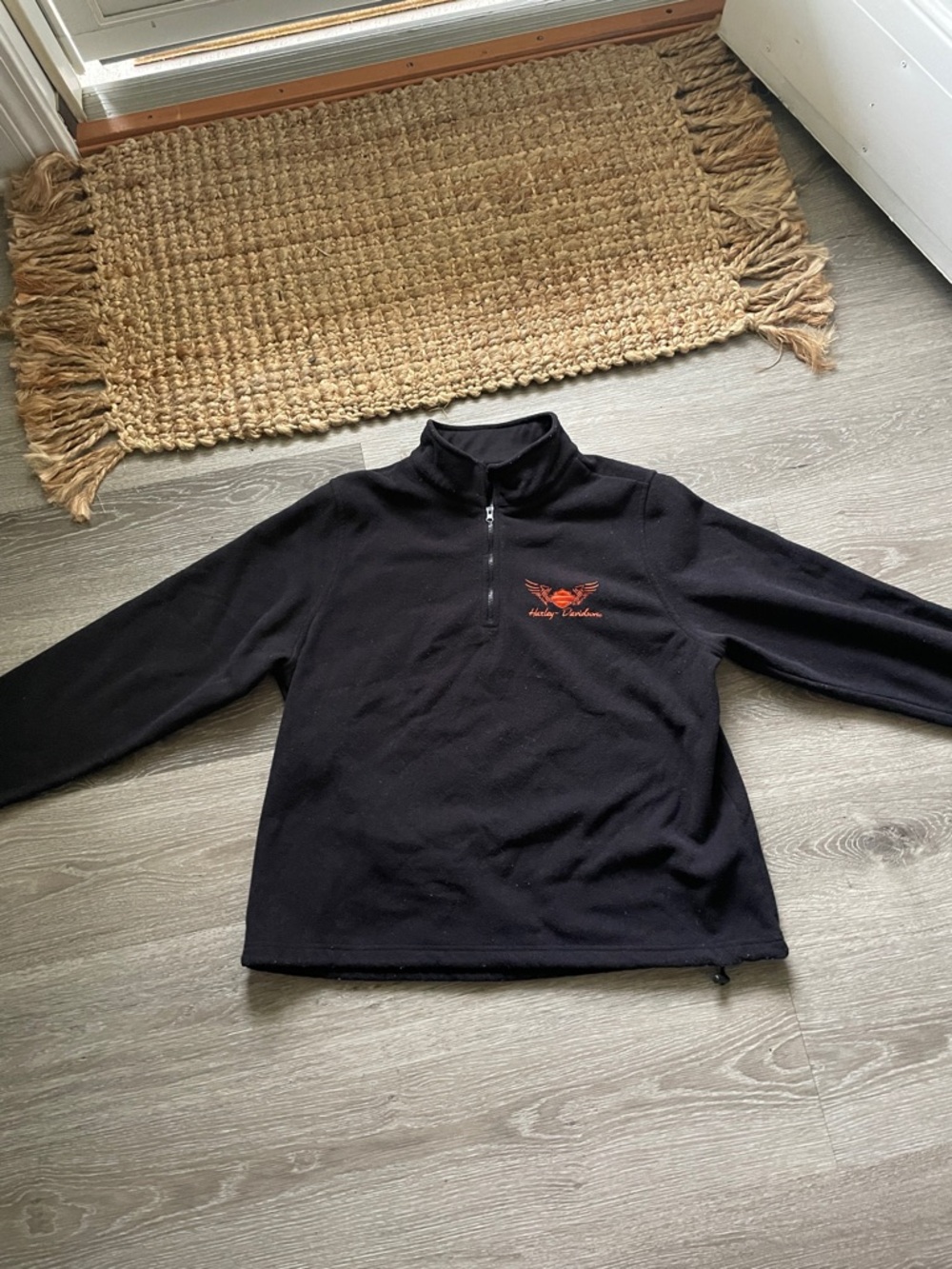 Harley-Davidson Black Half-Zip Fleece with Orange Logo